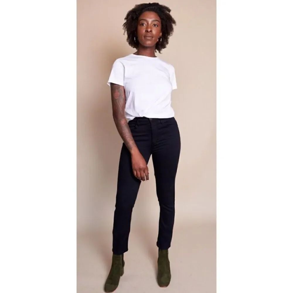 3X1 New York W4 COLETTE SLIM CROP JEAN in TAR BLACK NWT Size 30